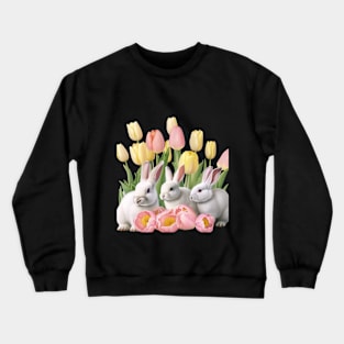 Easter Bunnies in Tulips Crewneck Sweatshirt